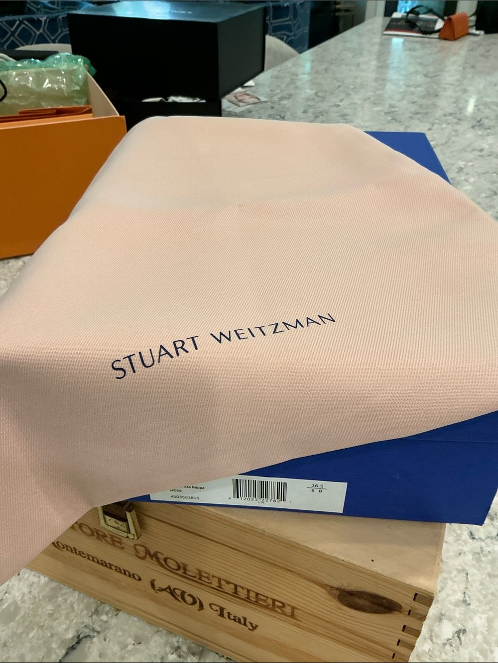 Stuart Weitzman Black Leather Espadrille Wedge Sandals - Picture 7 of 9